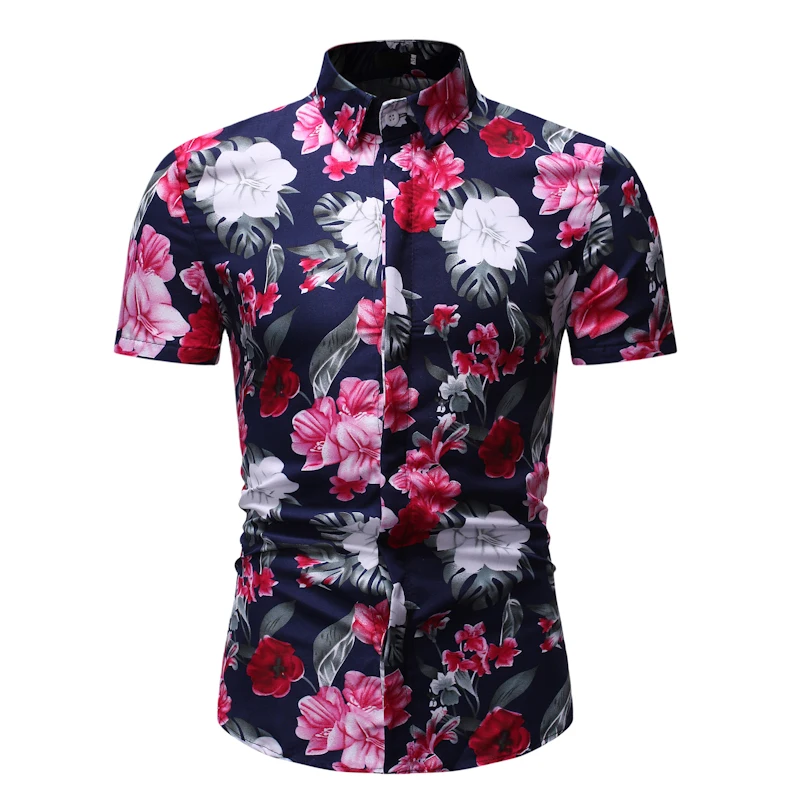 Мужская гавайская рубашка 2019 новый европейский стиль модная мужская одежда рубашка Slim Fit короткий рукав платье Формальные Рубашки тренд