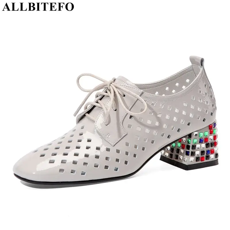 

ALLBITEFO high quality genuien leather high heels party women shoes summer women high heel shoes Color diamond women heels