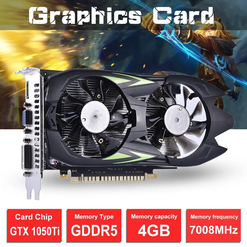 

128Bit PCI-E Expansion Port GTX1050TI-4G GDDR5 Dual Fan Cooling Computer Independent Game Graphics Card Video Card