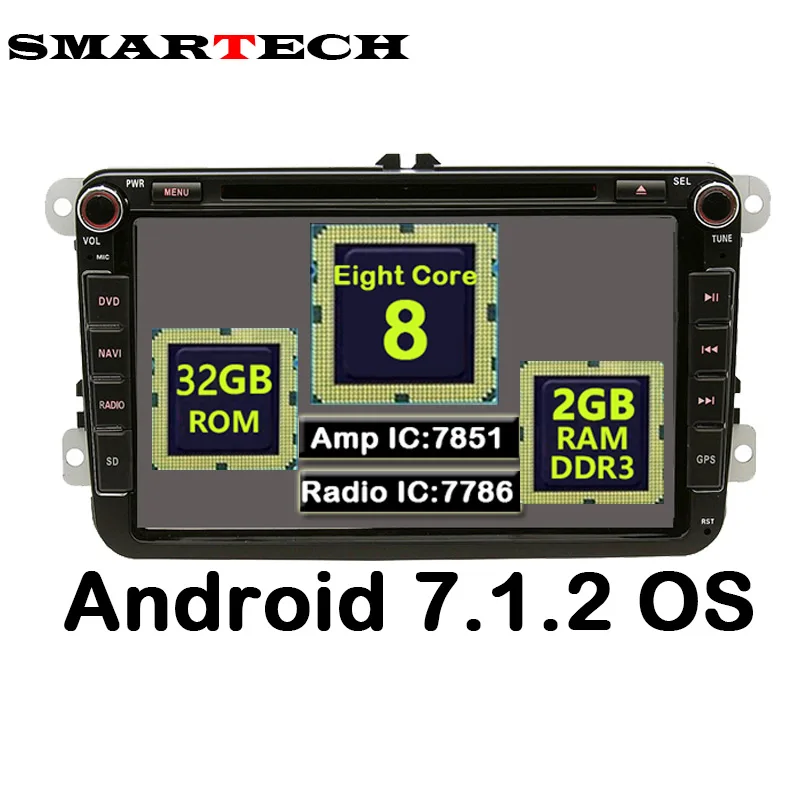SMARTECH 8 Core 2 Din Android 7 1 2 VW Stereo Radio 2G RAM 32G ROM
