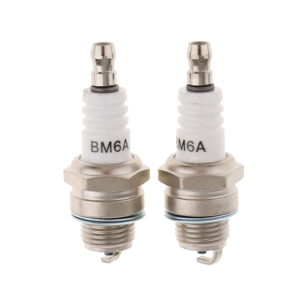 2PCS BM6A Spark Plug Glow Plug Standard Spark Plug BM6A, Small Engine Replacemnet for 2-stroke Chainsaw Lawn Mower Strimmer