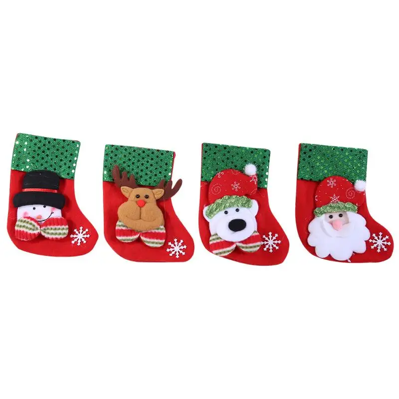 

Christmas Stocking Gifts Candy Bags Santa Claus Snowman Bear Socks Hanging Christmas Tree Ornament Home Party Xmas Decoration