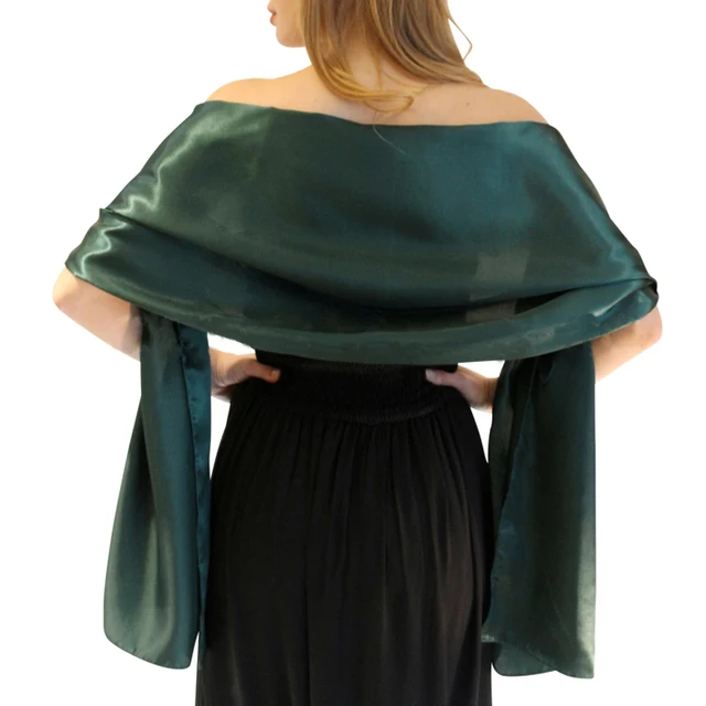Elegant emerald green Satin wrap shawl Evening party wrap Bridal