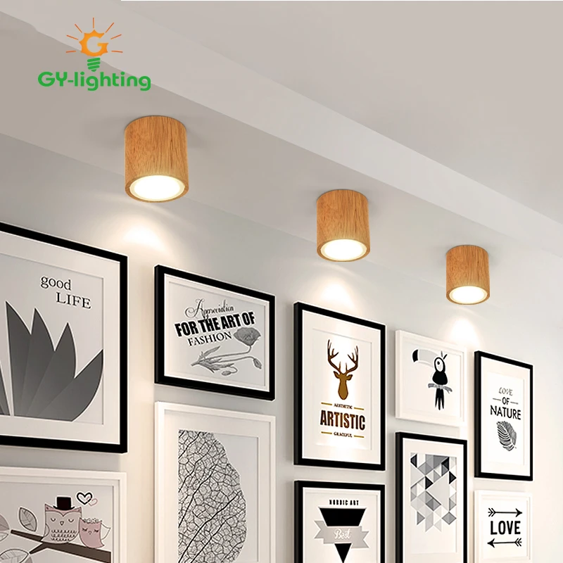 

Factory Hot Sale Wood Down Light TV Background Wall Logs Ceiling Light Creative Designer Lighting 3w Led Spot Light