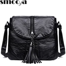 SMOOZA новая дизайнерская сумка-Кроссбоди с кисточками, мягкая кожаная сумка, женская сумка через плечо, модная женская сумка, женская сумка с клапаном