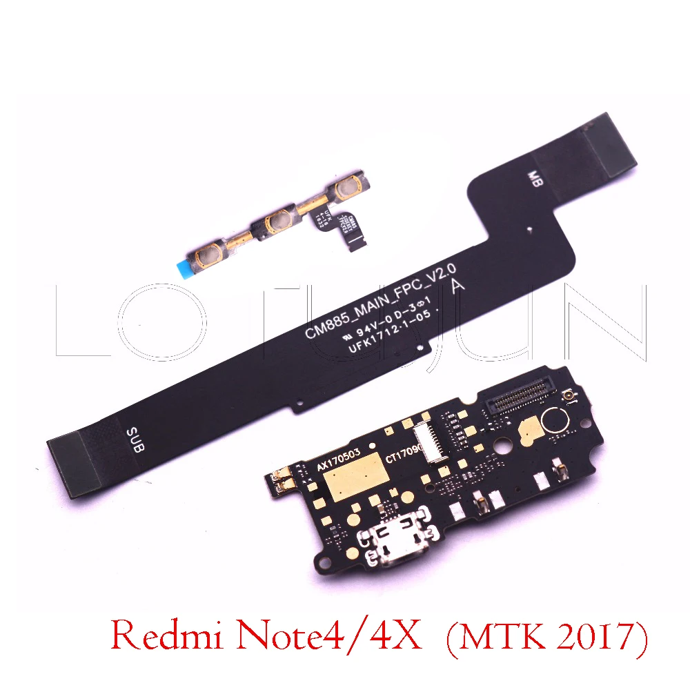 

For Xiaomi RedMi Note 4 4X MTK 2017 power volume sidebutton Charging Board Charge microphone MainBoard Motherboard Flex Cable