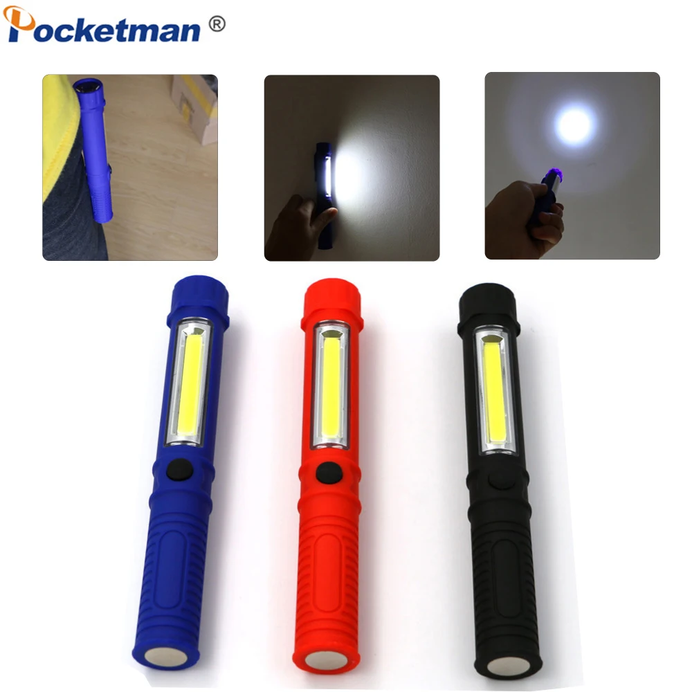 

1000LM LED Flashlight Mini Pen Light Portable COB Flashlight with Magnetic Base Multifunctional lantern Working Inspection Torch
