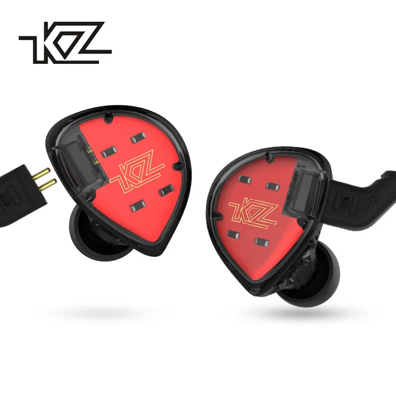 KZ ES4 мониторы якоря и динамический гибрид гарнитуры уха наушники HiFi бас Шум