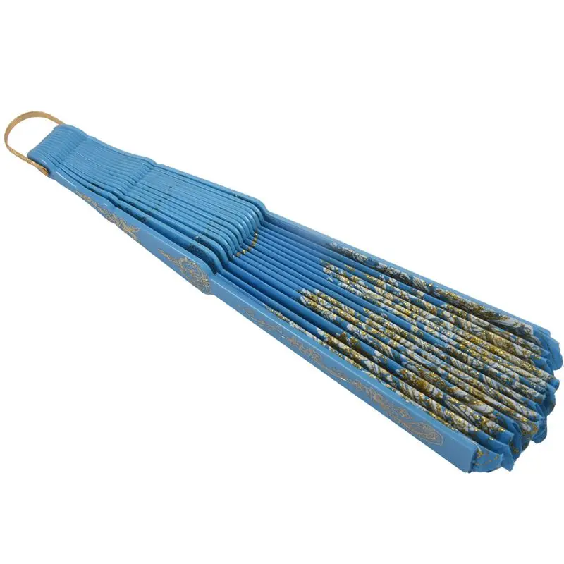Hot Sale Chinese Style Bling Flower Pattern Party Wedding Folding Hand Fan sky blue