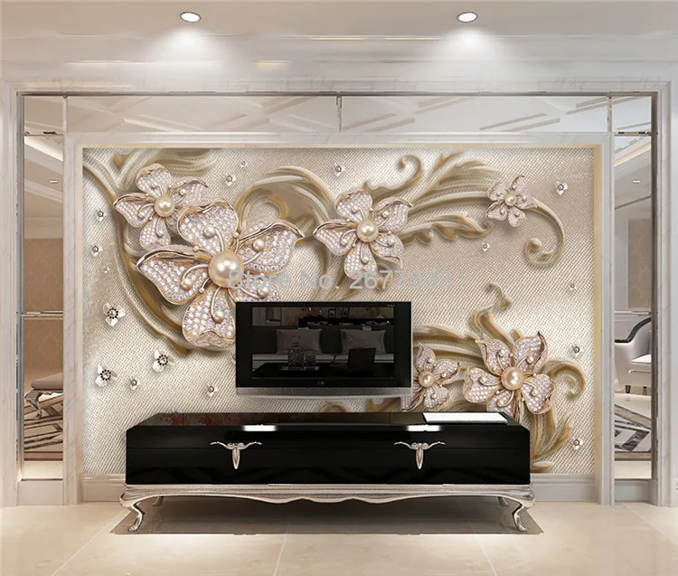 Пользовательские 3D фрески обои современный простые украшения цветок ТВ фоне стены ткань Гостиная отеля Роскошный декор стен рулона бумаги