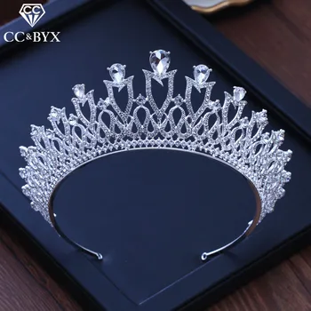 

CC tiaras and crowns hairbands luxury rhinestone pageant engagement wedding hair accessories for bride jewelry shine cz XY200