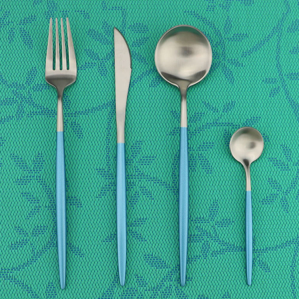 

16PCS/Set Dinnerware Set Cutlery 18/10 Stainless Steel Utensils Kitchen Tableware include Knife Fork TeaSpoons