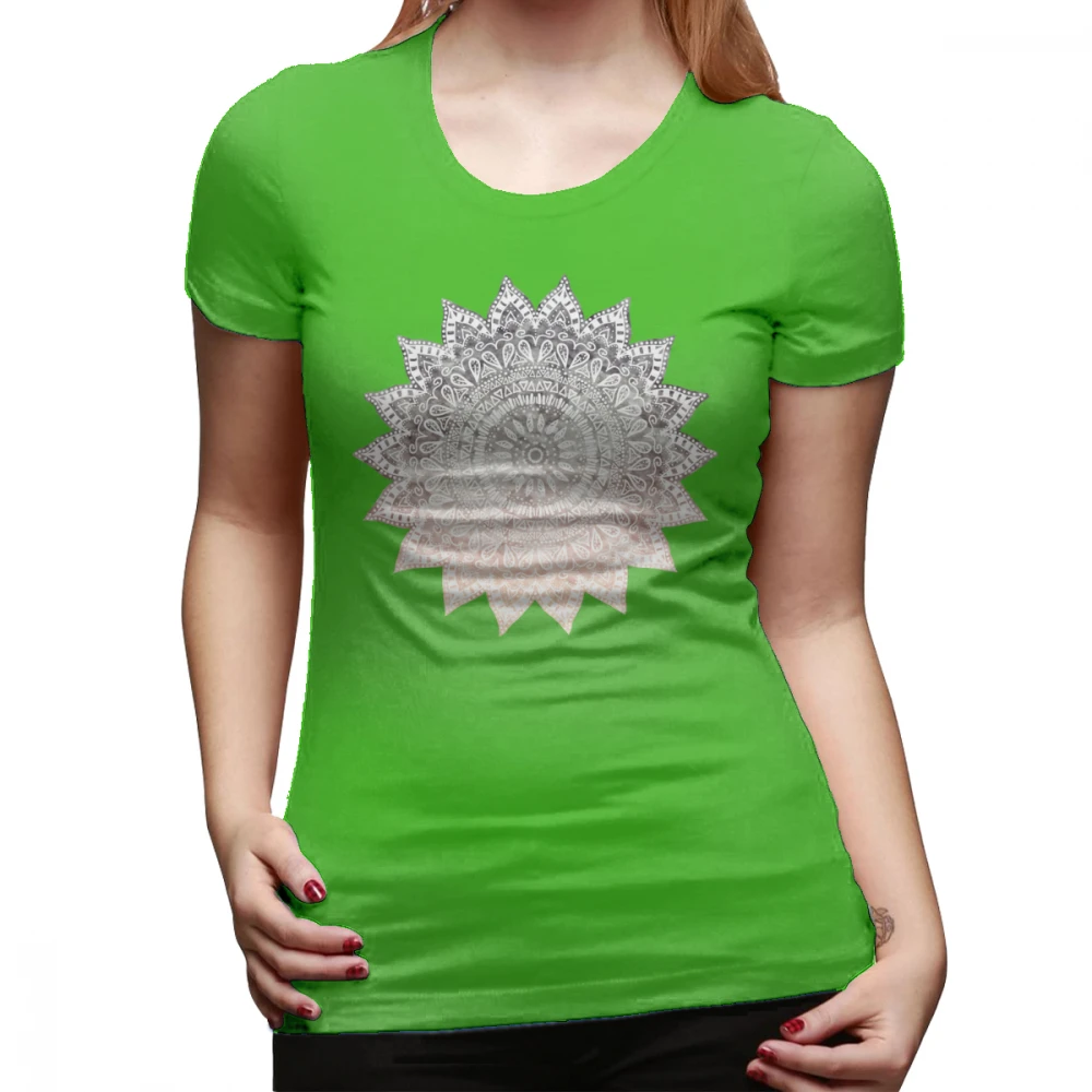 Hygge футболка богемная HYGGE Мандала футболка Серебряная о-образный вырез женская футболка 100 хлопок простая с коротким рукавом графическая женская футболка - Цвет: Зеленый