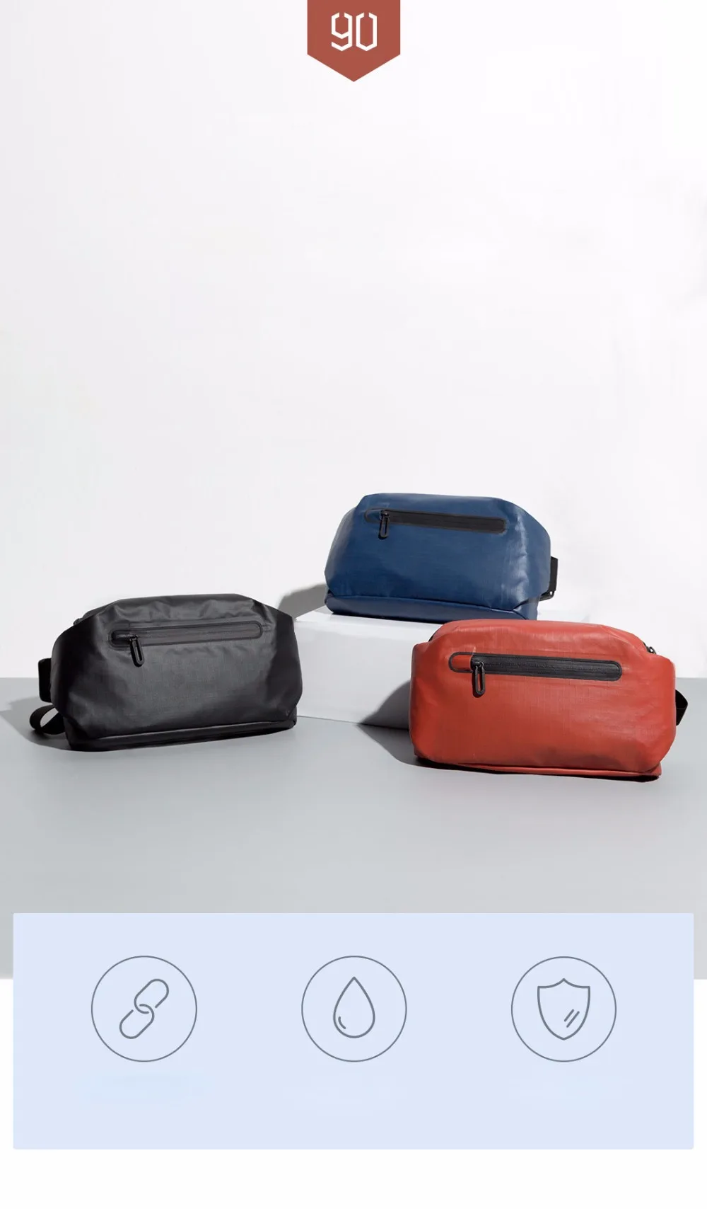Xiaomi 90 Водонепроницаемый Сумка Прохладный Повседневное нагрудная сумка поясная сумка для денег сумка для спорта на открытом воздухе для верховой езды с предохранителем и универсальным питанием-от источника переменного или Предупреждение