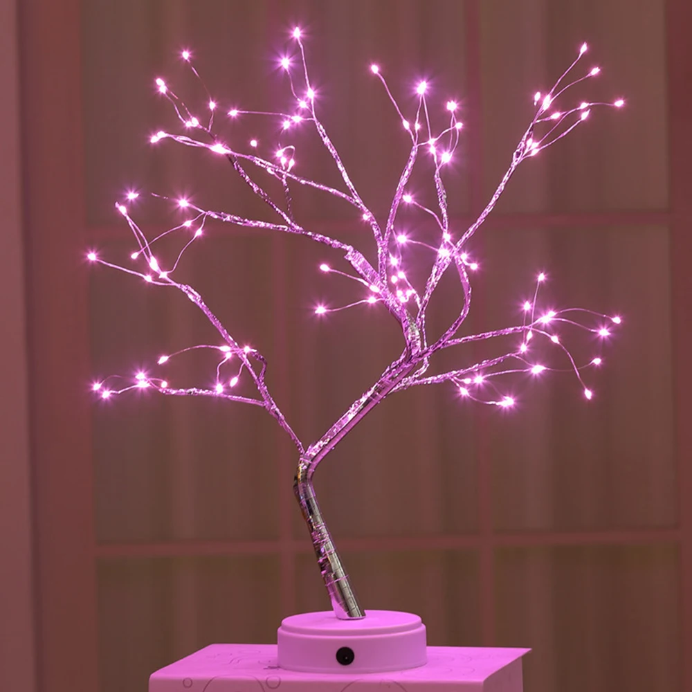 Coquimbo 36/108 LEDS Night Light Bonsai Tree Light Gypsophila Lights Home Party Wedding Indoor Decoration Night Light - Испускаемый цвет: 108 LEDS Pink