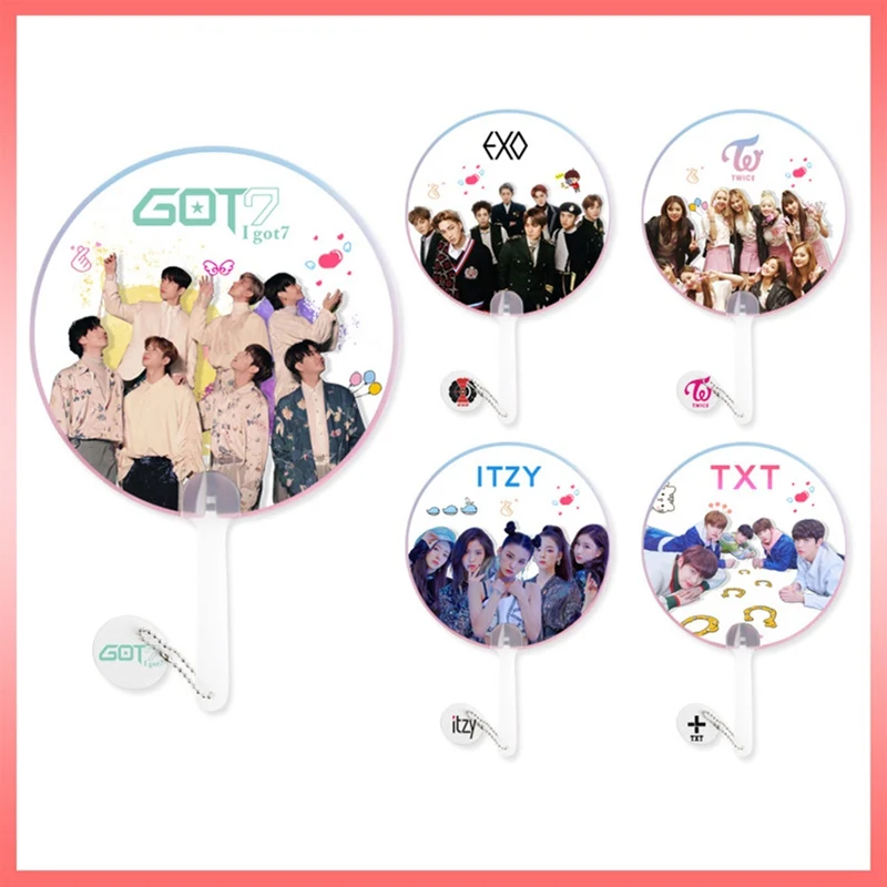 

New KPOP Got 7 EXO TWICE Hand Fan Mini Fan Double-Sided Pattern