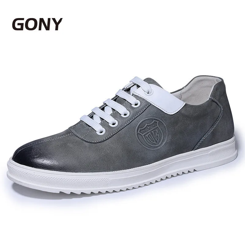 الرجال جلد طبيعي حذاء كاجوال جعل أطول عالية 6 سنتيمتر ارتفاع زيادة المصاعد أحذية تزلج لارتداء اليومي