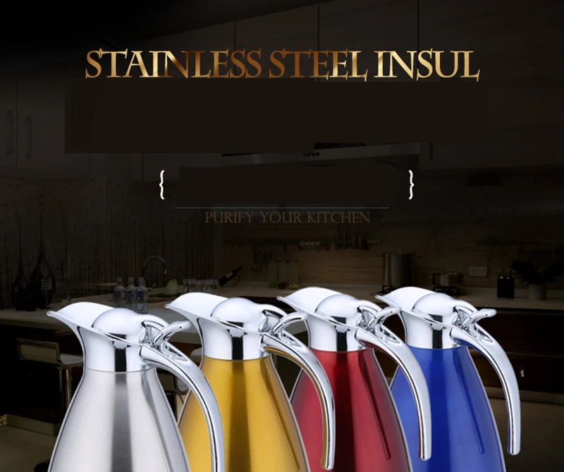 2 Liter Large Coffee Carafe Double Wall Stainless Steel Thermal Bottles Flask Tea Pot Jug With Lid Vacuum Insulated Thermos Coffee Carafe7
