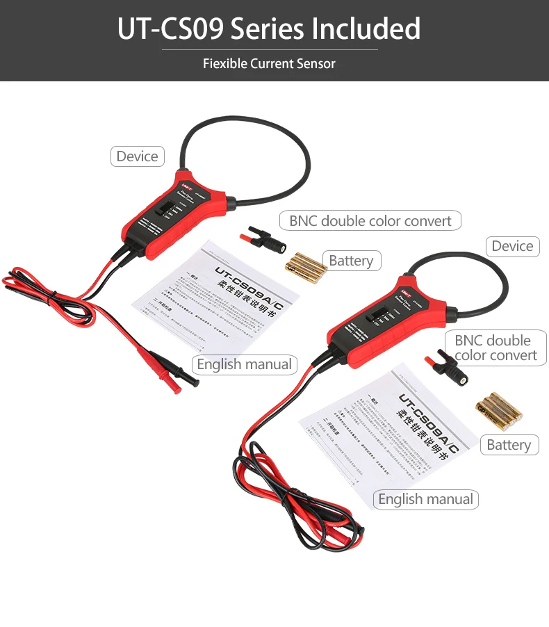 UNI-T UT-CS09A Flex датчик зажима метр Цифровой мультиметр 3000A гибкий переменного тока амперметр тока осциллограф-мультиметр токовые клещи
