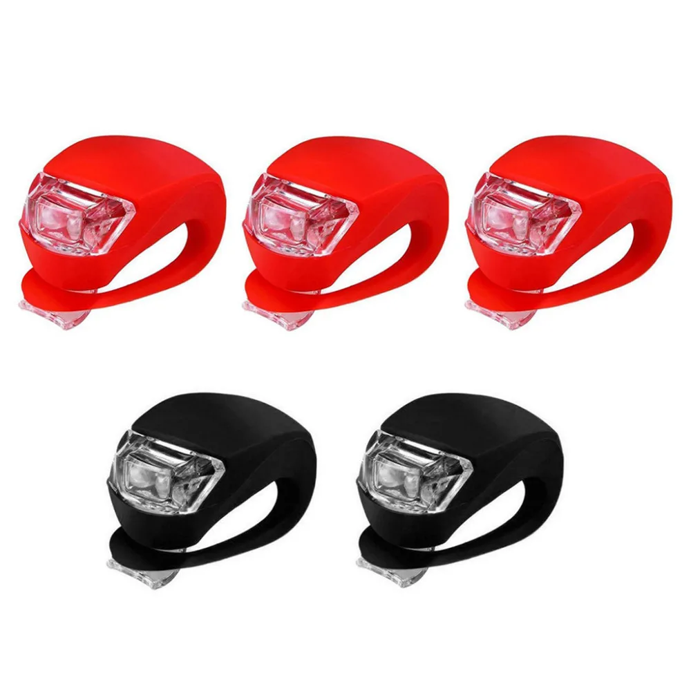 LED Silicone Mountain Bike Bicycle Front Rear Lights Set Push Cycle