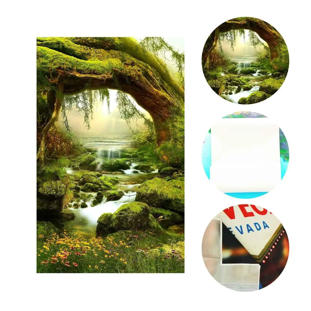 5x7ft лес утренний вид фон зеленые деревья травы медленно течет поток фотографии