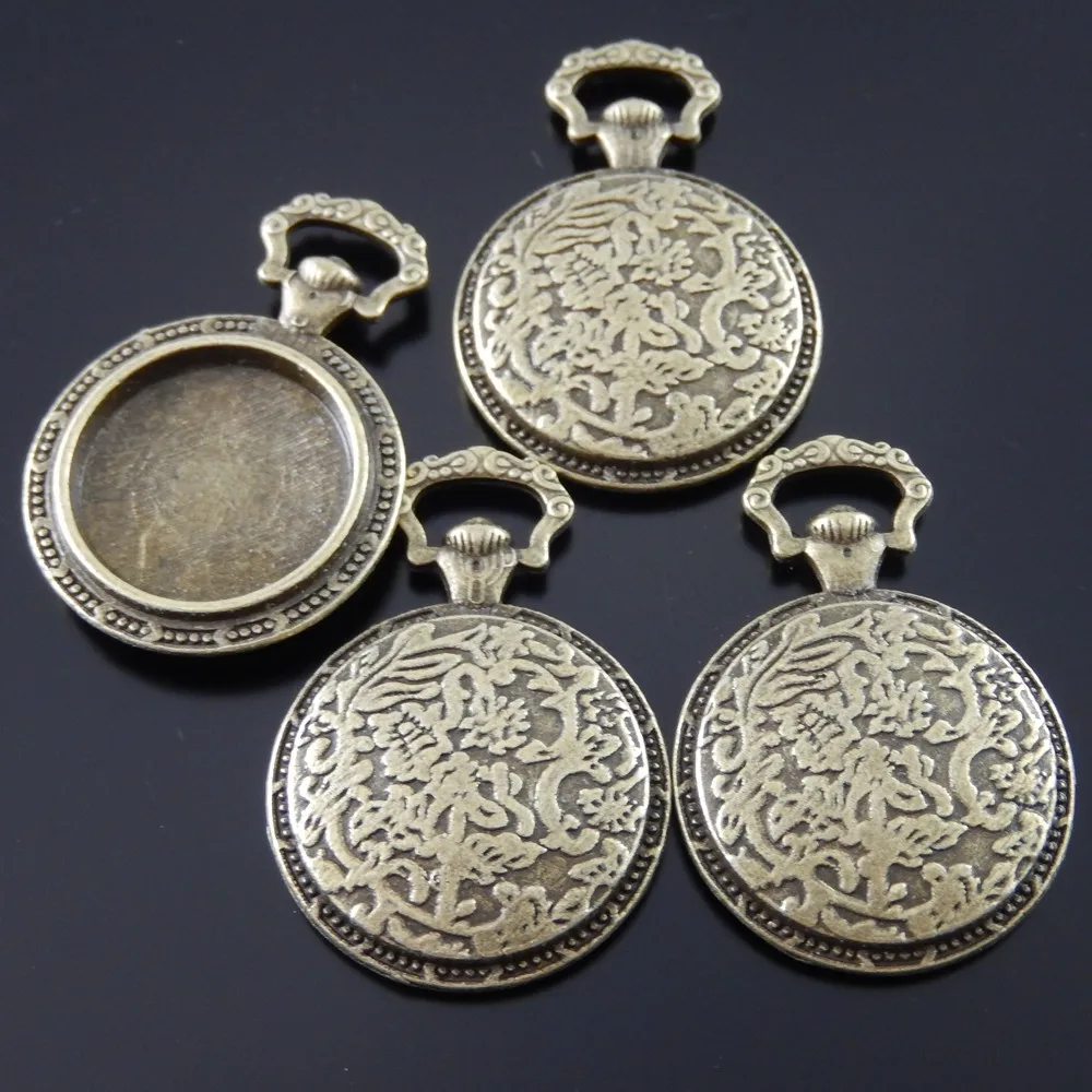 

GraceAngie Whosesale 10PCS Antique Style Bronze Tone Clock Cameo Setting Scrapbooking Base Accessory Flower Pattern Printing