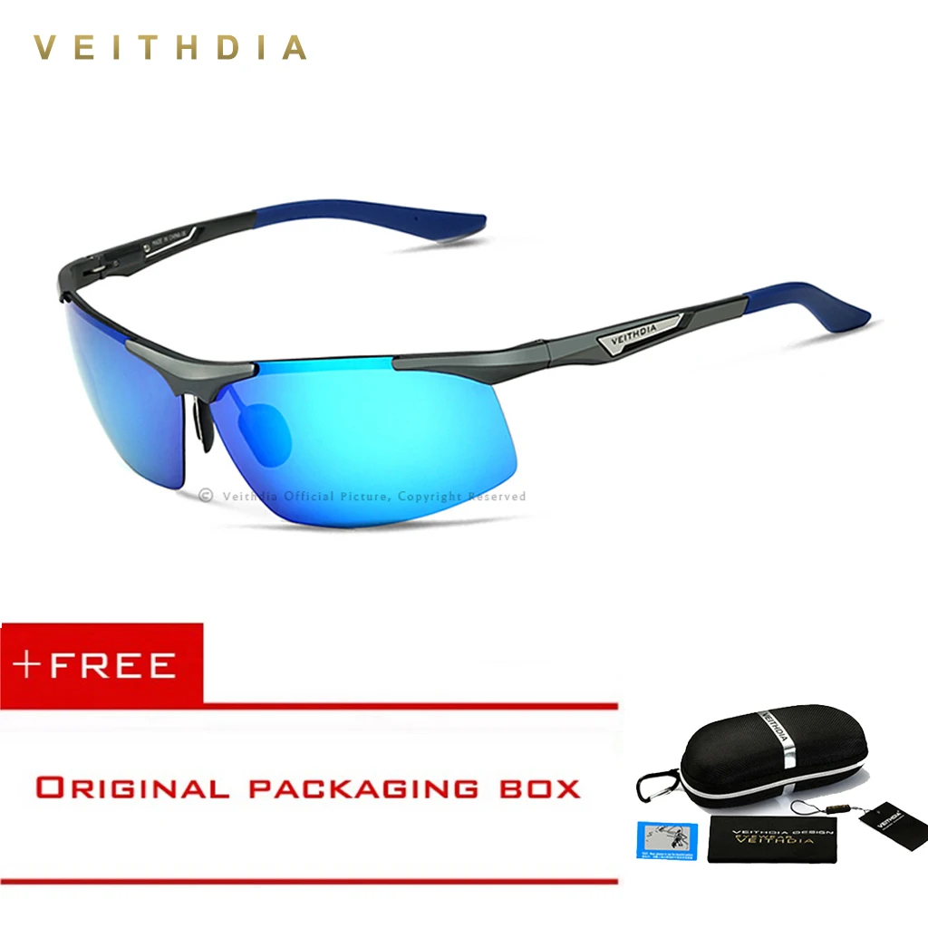 Veithdia Semi-rimless Sunglasses Polarized Aluminum Magnesium Men Coating Mirror Driving Sun Glasses Eyewear_voghion.com