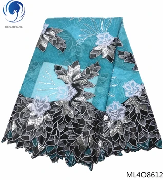 

BEAUTIFICAL organza laces african fabrics with sequins french lace fabric 5 yards/piece for woman wedding dresses ML4O86