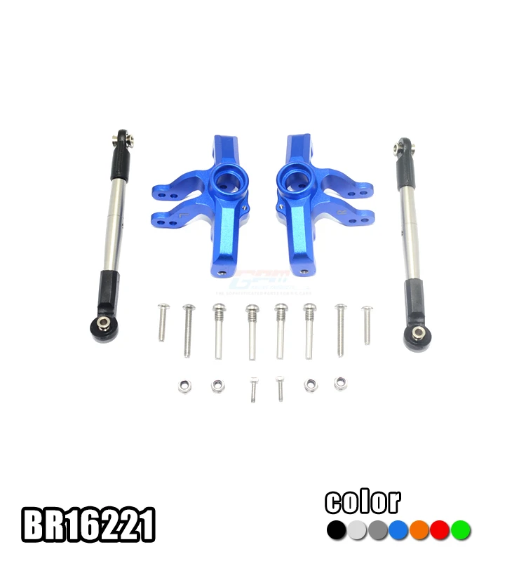 

ALLOY FRONT KNUCKLE ARM + STAINLESS STEEL ADJUSTABLE TIE RODS -PC BR16221 FOR 1/10 SCALE LOSI BAJA REY