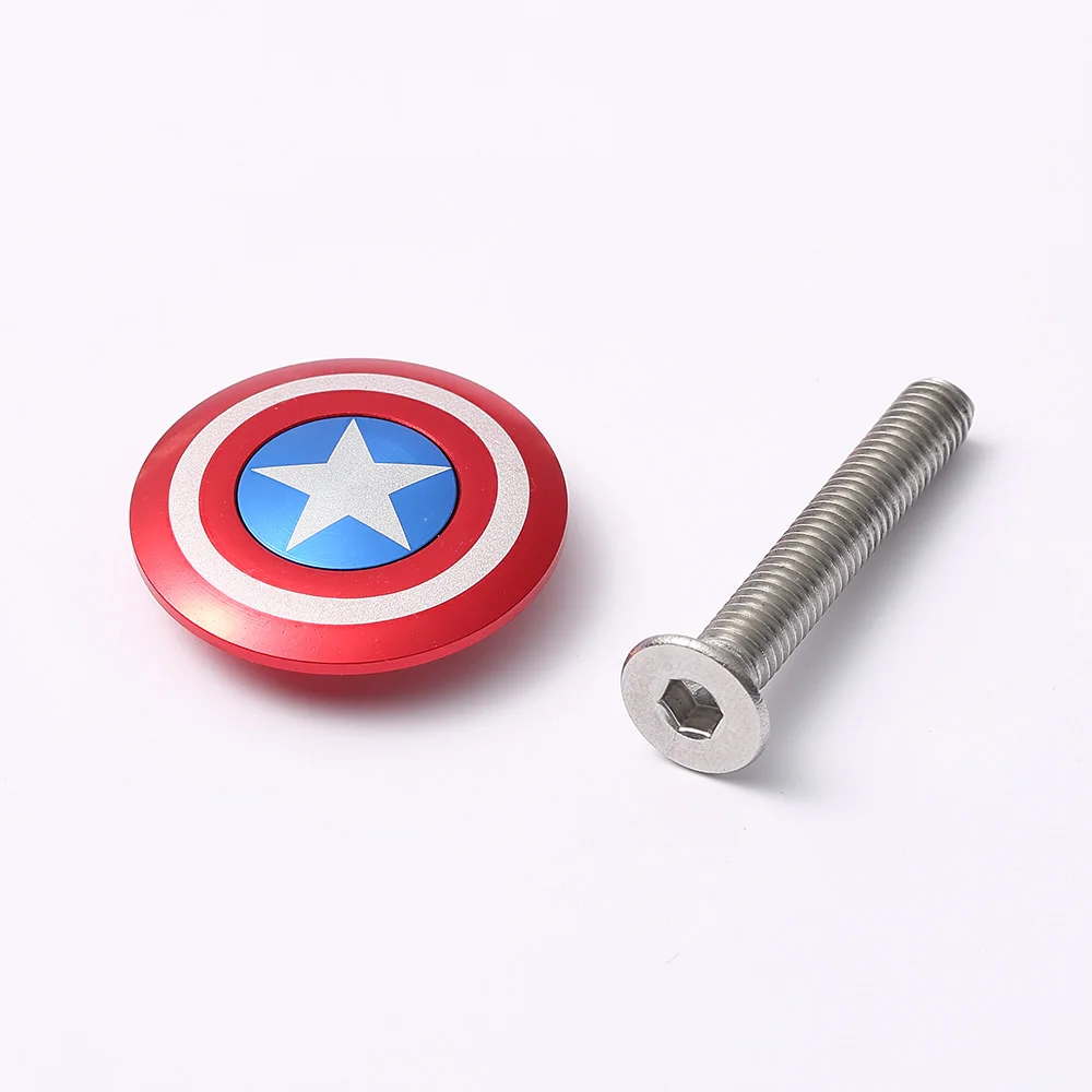 Captain America/Bandiera degli Stati Uniti Logo Bicicletta Headset top cap  Bike Staminali Tappo Superiore Auricolare Copertura 28.6mm 1 1/8  \