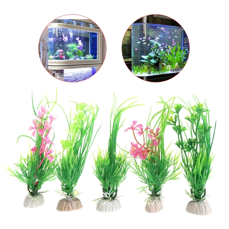 

Design Artificial Plastic Aquarium Plants Grass Background FishTank Decoration