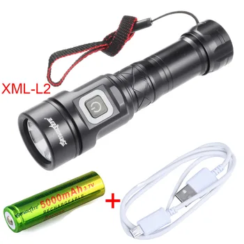 

LED flashlight Torch Micro USB rechargeable focusing tactical flashlight L2 LED 3800Lumens 3 Modes Lanterna for Camping