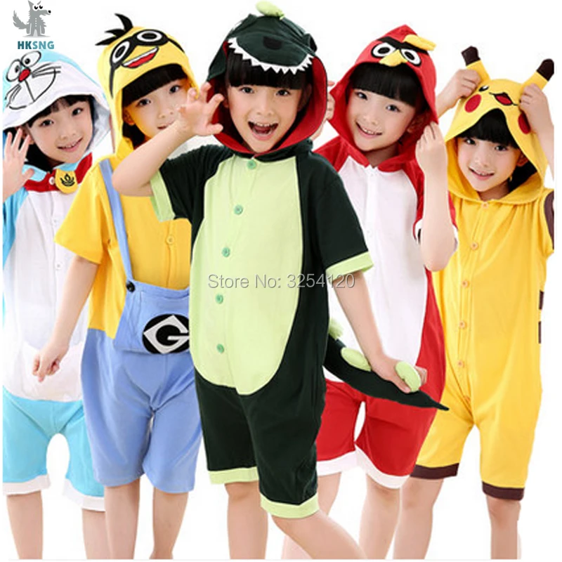 HKSNG Для детей на лето хлопок Пикачу панда totoro stitch Kigurumi Мультяшные ползунки пижамы