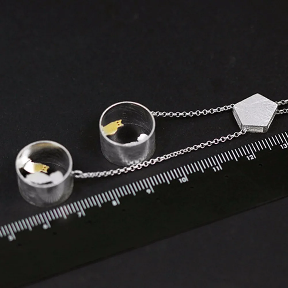 Lotus Fun Real 925 Sterling Silver Creative Handmade Fine Jewelry Cute Meeting Love With Cat Pendant without Necklace for Women
