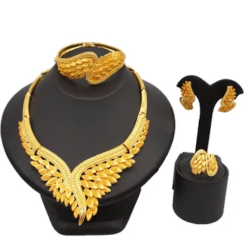 

fashion necklace 24k jewelry gold jewelry sets wholesale african big design for wedding and party necklace fine jewelry sets