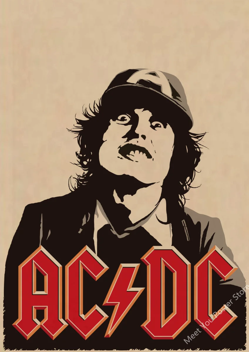 Плакат ACDC австралийская рок-группа ACDC Malcolm Angus ретро крафт-бумага плакат настенный стикер Гостиная Бар домашний паб кафе Декор A1