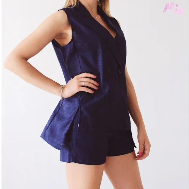 2018 Korean Version Spring Cotton Vest Women Shorts Ladies Two Sets Office Lady Summer Women Suit
