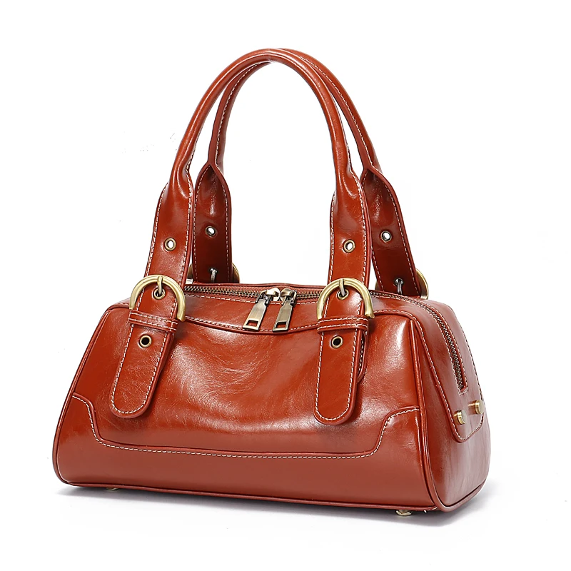 

New Luxury Genuine Cow Leather Handbags Retro Solid Thread Wristlets Handbags Large Capacity Pillow Shoulder Bags for Women 2018