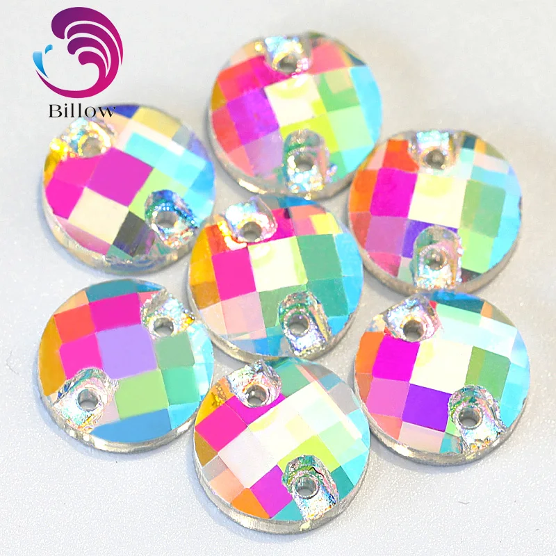 

Roound Grid Crystal AB Glass Sew On Rhinestone Round Crystal Sew On Rhinestone Glitter Strass For Wedding Dress B1095
