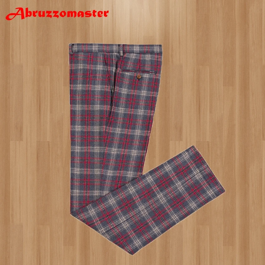 Marque Tailored Slim Fit Hommes Pantalon Rouge Damier De