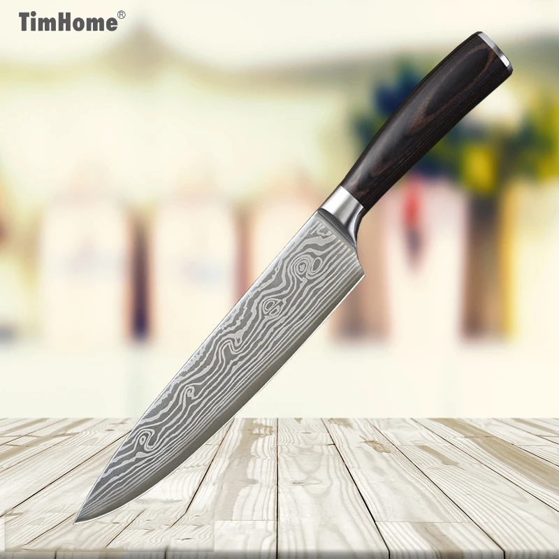 8 Inch Stainless Steel Kitchen Chef Knife Slicing Knife Timhome Japanese Chef Knives Sashimi Knife with Pakka Wood Handle