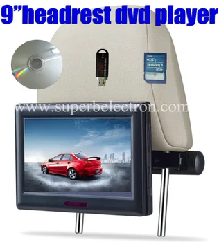 

universal 9 inch car headrest DVD player/lcd monitor with USB/SD,64 bit Game,IR,FM ,TV(optional),800*480 pixel,with 2 brackets