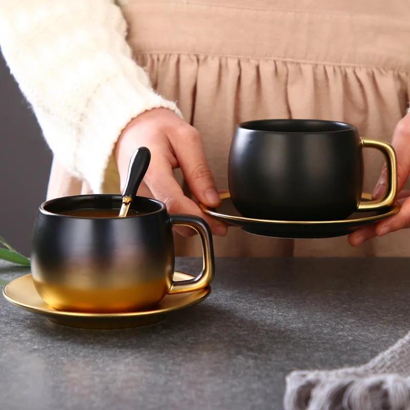  Luxury Black Hole Style Coffee Mugs New Matt Black Gold Champagne Table Decoration Unique Travel Co