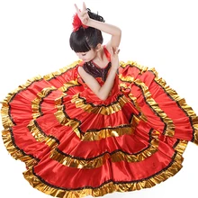 110-150 см детская фламенко платье для танцев испанский пасодобль танцевальный костюм девушки фламенко танцевальная одежда для девочек