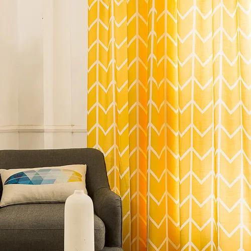 RZCortinas, геометрические яркие желтые занавески с полосками для гостиной, хлопок, лен, современные занавески для спальни, обработка окон - Цвет: 1pc Twilight Curtain