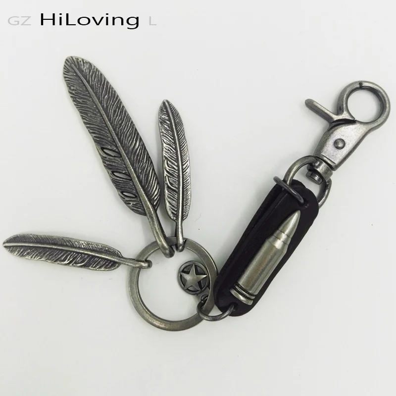 

2016 Fashion Strong Metal Carabiner Keychain Vintage Leather Marvel Keychain in Men As Good Gift Key chain Personalized Feather