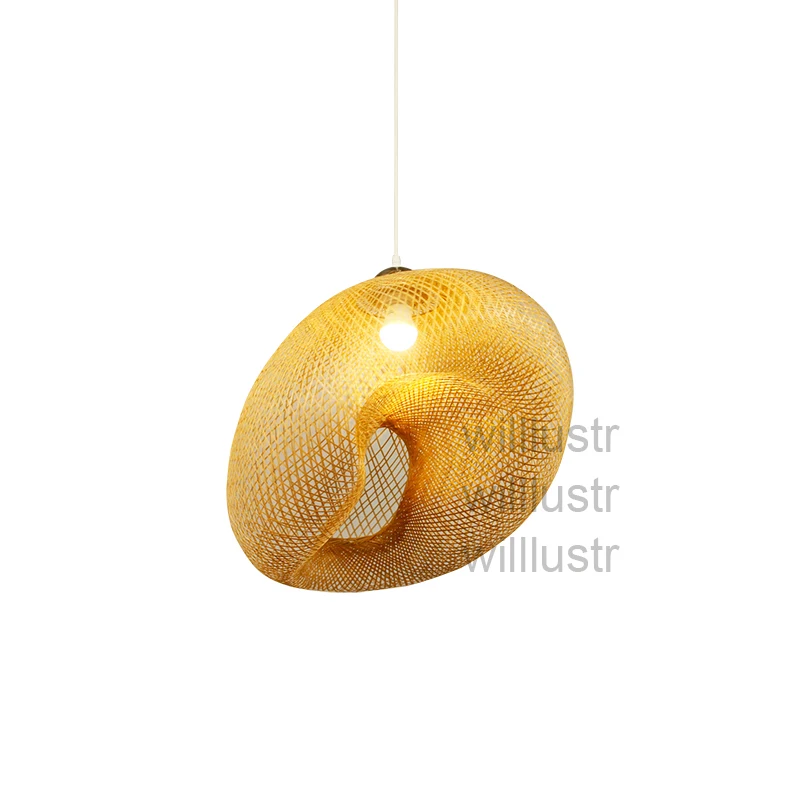 

willlustr irregular bamboo pendant light hanging lamp hotel restaurant nordic wood suspension lamp Bicorne design lighting