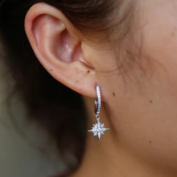 

elegant micro pave cz bling fashion zircon earring top quality Chic women jewelry dangle north star cz delicate girls earring