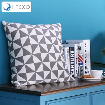 

HTEXQ Square Decorative Throw Knitting Pillows Cushion Covers Cases Pillowcases For Sofa 18 x 18 inch set of Gry
