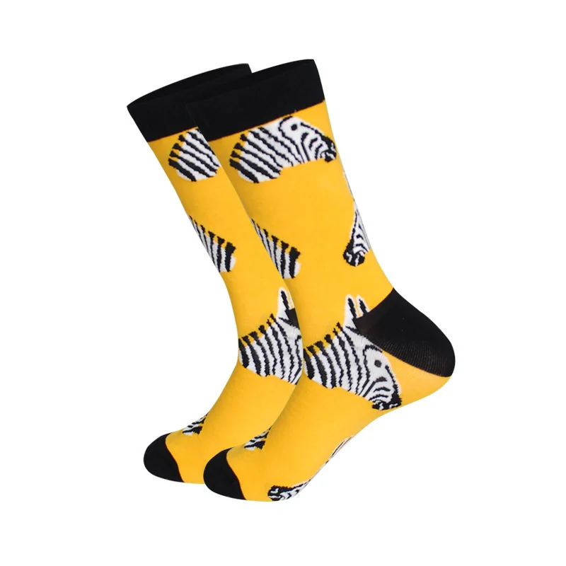 Компрессионные Мужские носки для скейтборда в стиле хип-хоп, Зебра, фламинго, цветные рисунки, забавные брендовые дизайнерские гольфы